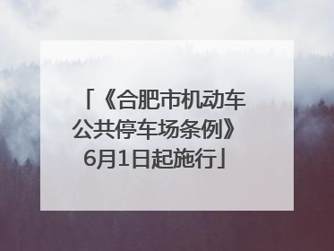 《合肥市机动车公共停车场条例》6月1日起施行