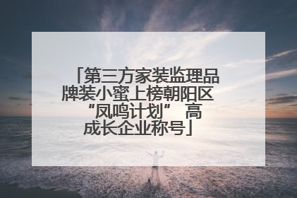 第三方家装监理品牌装小蜜上榜朝阳区 “凤鸣计划” 高成长企业称号