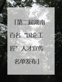 第二届湖南百名“国企工匠”人才宣传名单发布