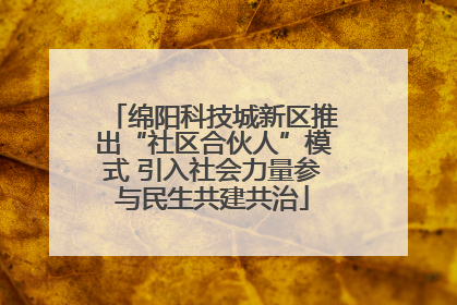 绵阳科技城新区推出“社区合伙人”模式 引入社会力量参与民生共建共治