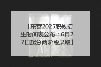 东营2025职教招生时间表公布:6月27日起分两阶段录取