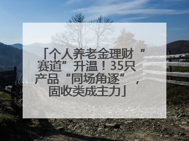 个人养老金理财“赛道”升温！35只产品“同场角逐”，固收类成主力