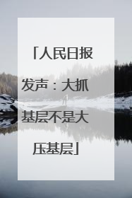 人民日报发声：大抓基层不是大压基层