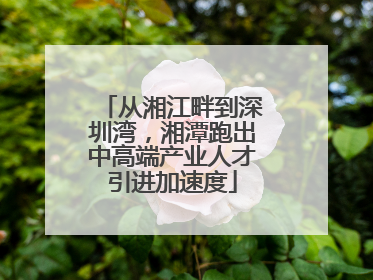 从湘江畔到深圳湾，湘潭跑出中高端产业人才引进加速度
