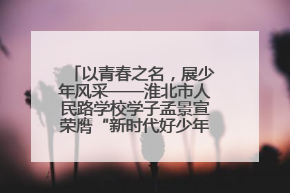 以青春之名，展少年风采——淮北市人民路学校学子孟景宣荣膺“新时代好少年”荣誉称号