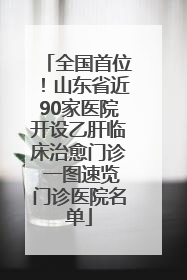 全国首位！山东省近90家医院开设乙肝临床治愈门诊 一图速览门诊医院名单