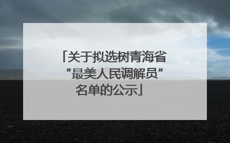 关于拟选树青海省“最美人民调解员” 名单的公示