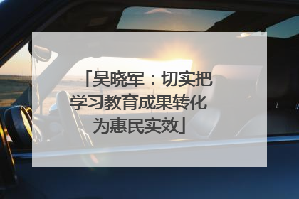 吴晓军：切实把学习教育成果转化为惠民实效