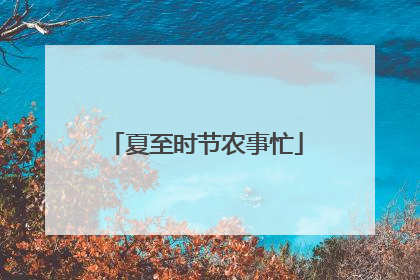 夏至时节农事忙