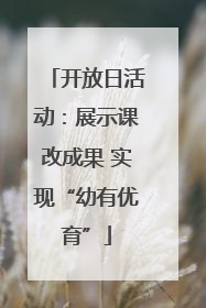 开放日活动：展示课改成果 实现“幼有优育”