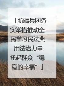 新疆兵团务实举措推动全民学习民法典 用法治力量托起群众“稳稳的幸福”