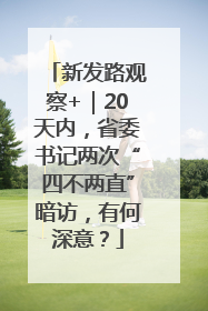 新发路观察+｜20天内，省委书记两次“四不两直”暗访，有何深意？