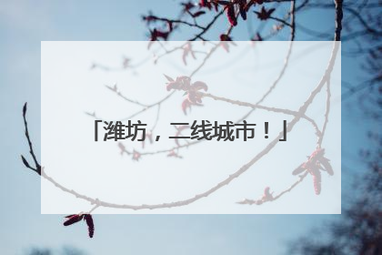潍坊，二线城市！
