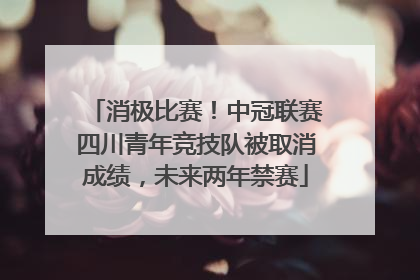消极比赛！中冠联赛四川青年竞技队被取消成绩，未来两年禁赛