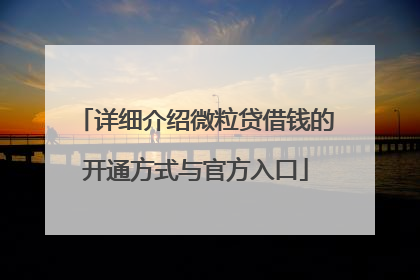 详细介绍微粒贷借钱的开通方式与官方入口